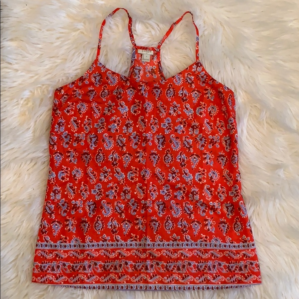 J. Crew Red Printed Racerback Cami | Size 4 | NWT